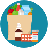 icon of groceries and medicine